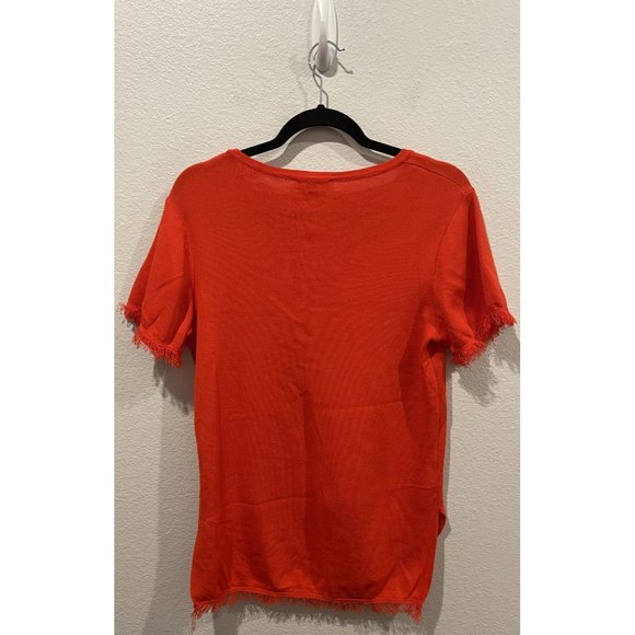 THML Orange Short Sleeve Fringe Blouse - Picture 5 of 5